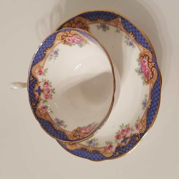 Vintage Aynsley Teacup & Saucer Set Bone China A4191 / White, blue, floral - Picture 8 of 17